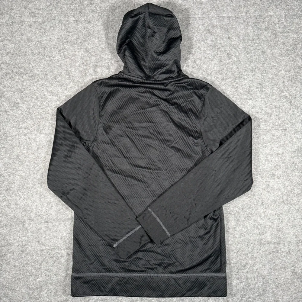 Under Armour Mens Hoodie Small Black Textured‎ Fleece Pullover 1232723 Loose Fit